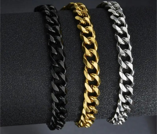 Gold, Black, Stainless Steel Plated Men's Bracelets